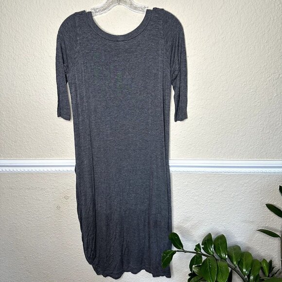 J Mode USA Women Medium Gray Shirt Dress Long Sleeve W/ Pockets 3/4 Sleeve SOFT - Picture 7 of 8
